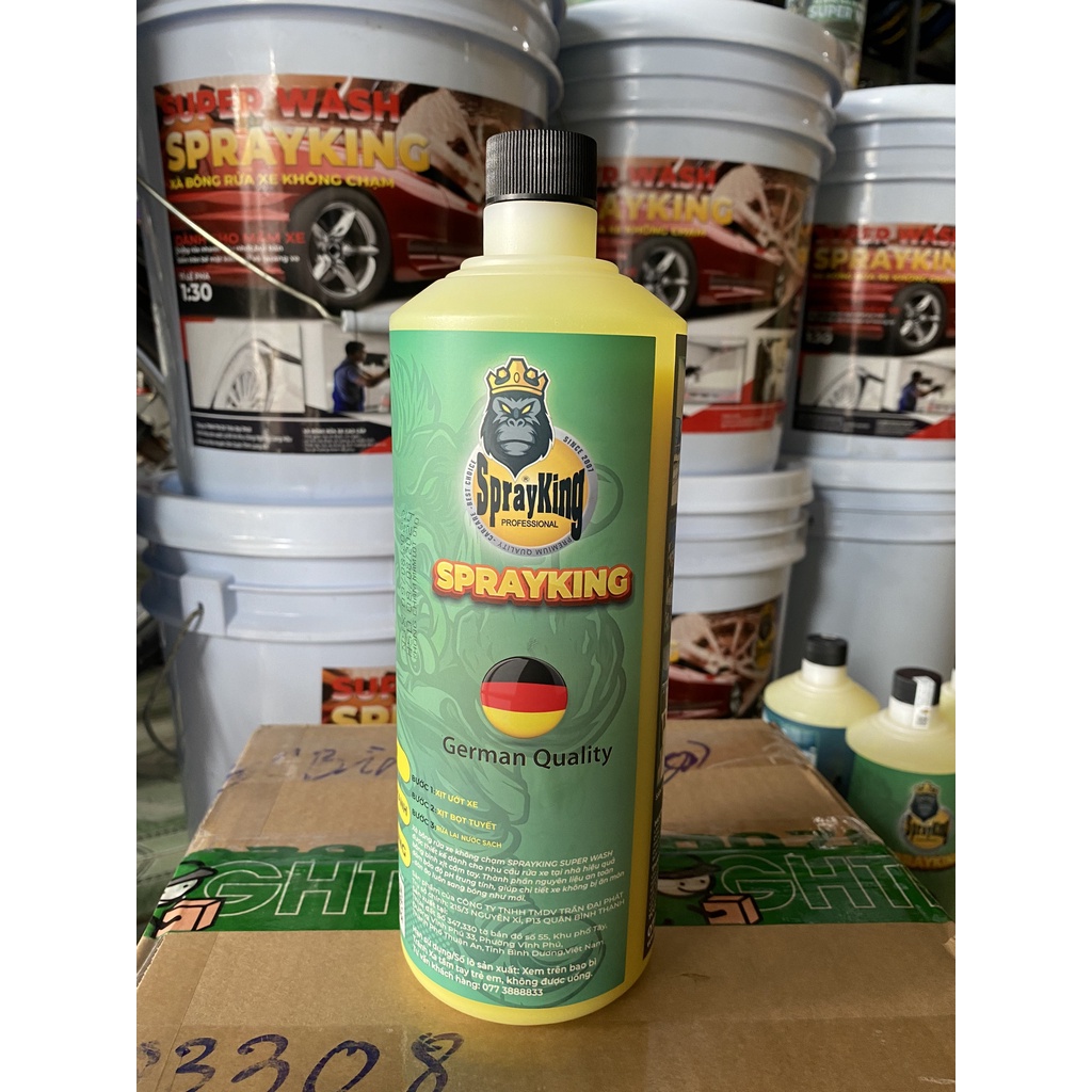 Nước rửa xe không chạm ,xà bông không cham Sprayking Super Wash 1L- Bảo vệ sơn, hiệu ứng lá sen, không hại da tay