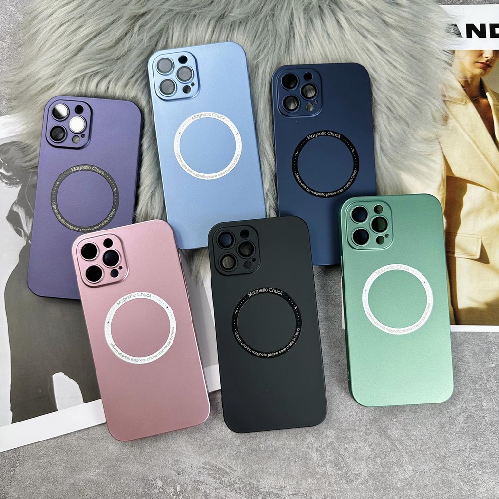 Ốp lưng cứng siêu mỏng có sạc không dây từ tính Iphone XR/X/Xs/XsMax/11/12/13/14/Pro/ProMax/Max/Plus màu xanh, hồng