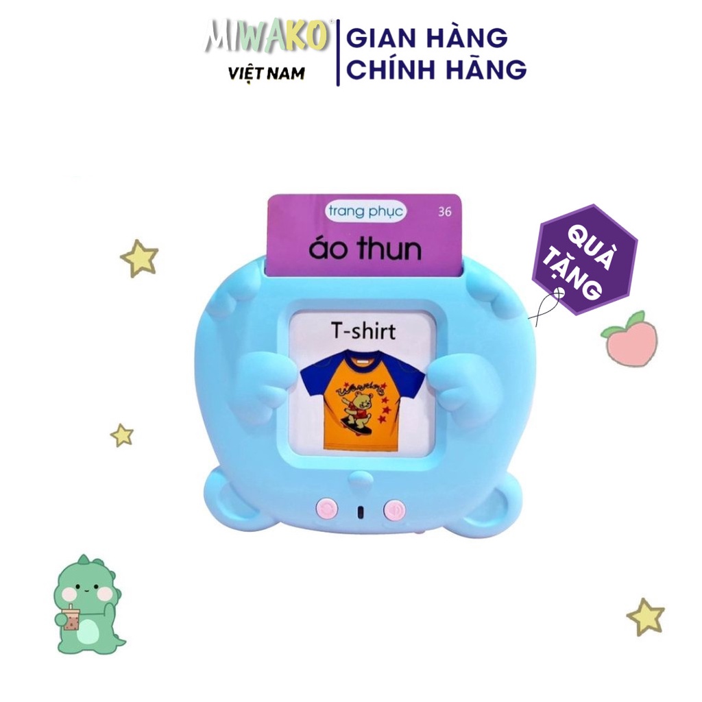 Máy Đọc Thẻ Song Ngữ Anh Việt Cho Bé Miwako Tặng Kèm Dây Sạc và Thẻ Flashcard - Miwako Official Store