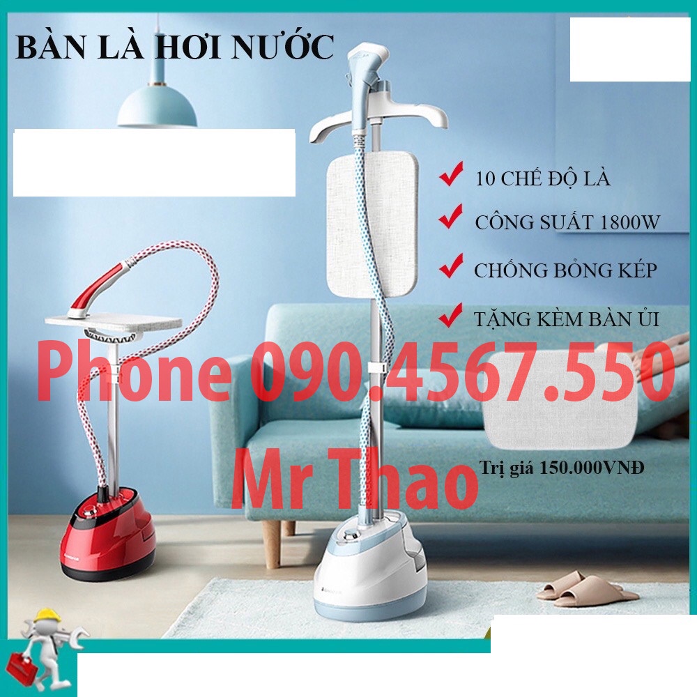 Bàn là hơi nước cây đứng , bàn ủi hơi nước đứng cầm tay đa năng công suất 2000w, 10 chế độ là thẳng mọi loại vải