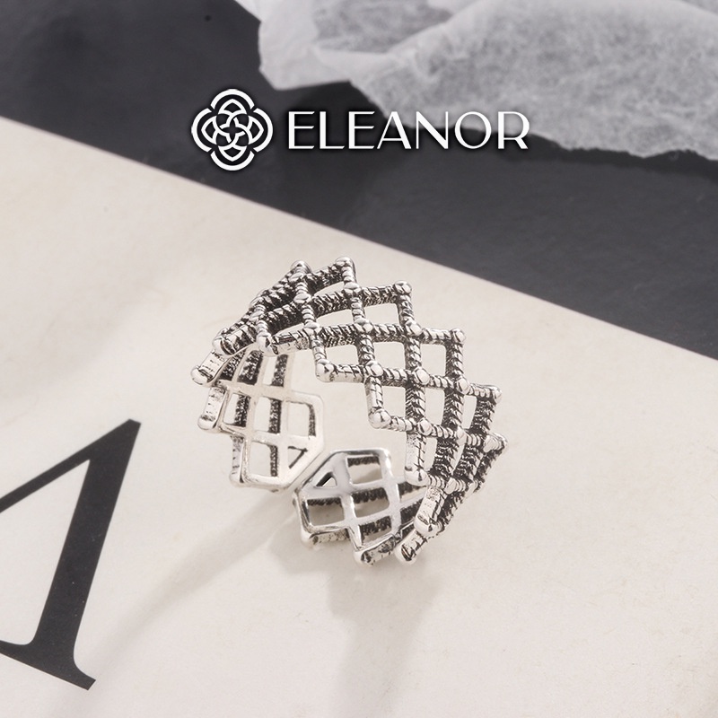 Nhẫn nữ hở bạc 925 Eleanor Accessories thiết kế lưới hình thoi phụ kiện trang sức 5343