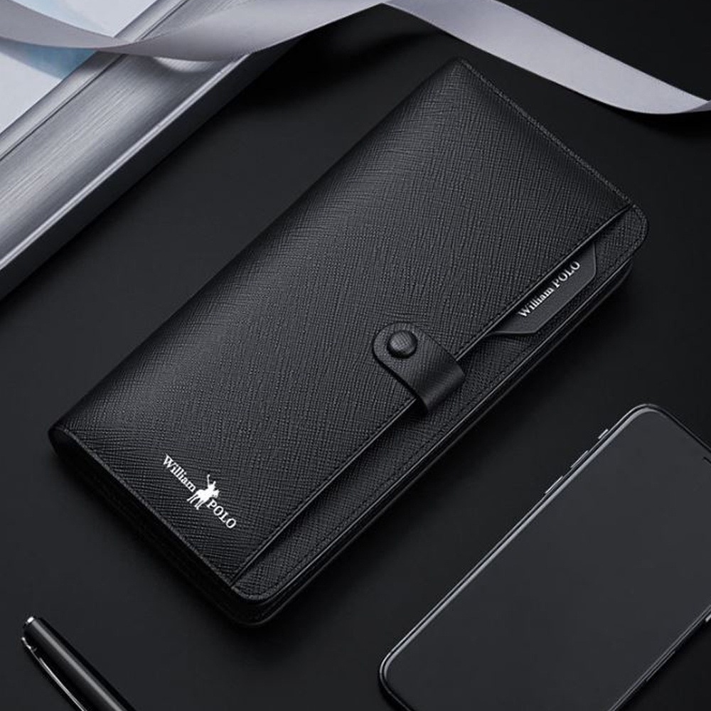 Ví dài nam , ví nam cao cấp Williampolo chất liệu da bò nguyên tấm V16