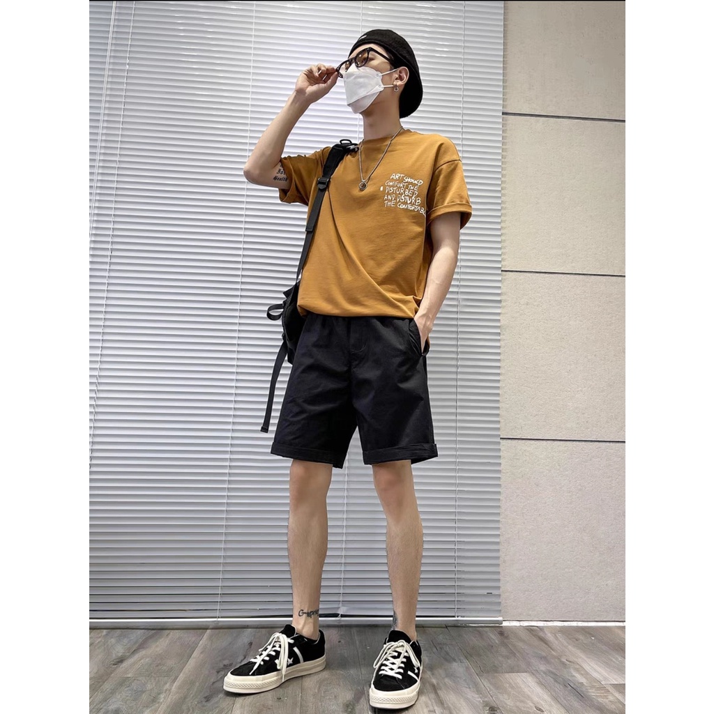 Quần short Nam chất Kaki mềm mịn Unisex không nhăn, không xù, có dây rút tiện lợi phong cách Hàn Quốc Ulzzang