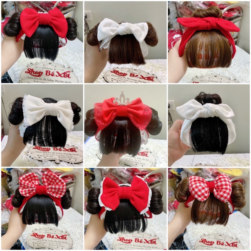 Turban tóc giả cho bé, băng đô tóc giả bé gái, tóc giả bé gái sơ sinh