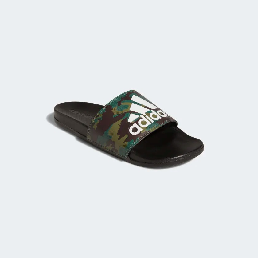 Dép chính hãng Adidas Adilette Comfort unisex phối màu đen họa tiết camo logo trắng