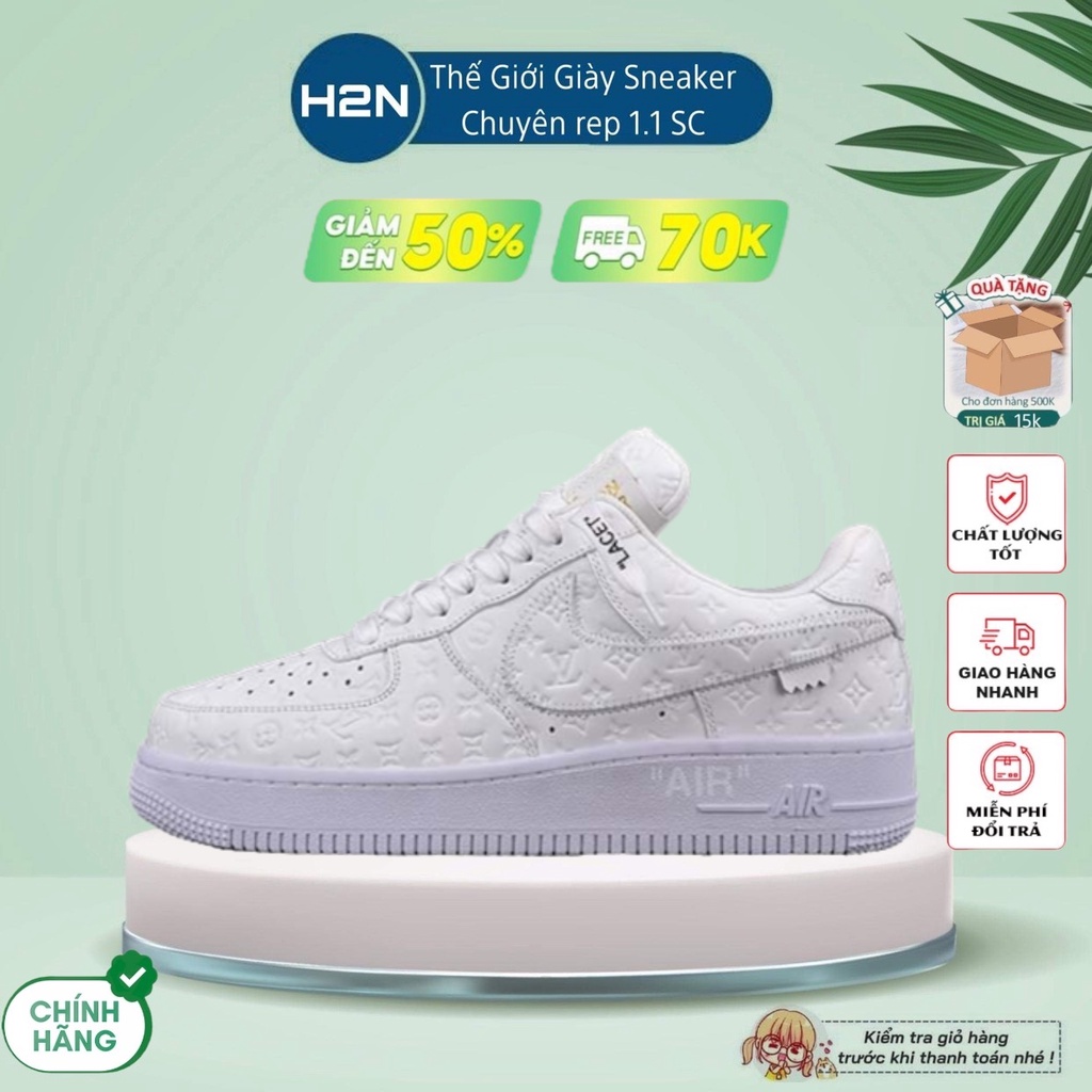 Giày AF1 LV Trắng, Giày thể thao Air Force mix LV trắng bản cao cấp Full Box + Bill H2N_officiall