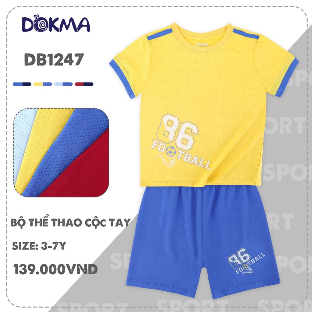 DB1247 - DB1256 Bộ thể thao bóng đá cộc tay bé trai Dokma