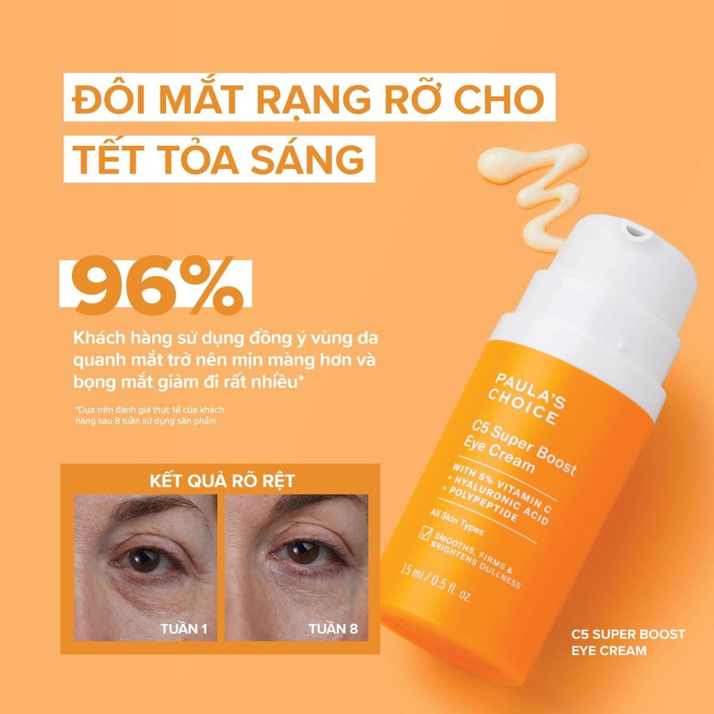 [PAULA'S CHOICE] Kem Mắt Chứa Vitamin C Xóa Mờ Quầng Thâm Và Giảm Bọng Mắt C5 Super Boost Eye Cream 15ml ( Mã 1010 )