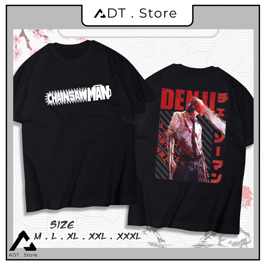 Áo thun Chainsaw Man - Anime in hình Power, Makima, Denji, Aki, Pochita - Mẫu áo thun đen 2 mặt