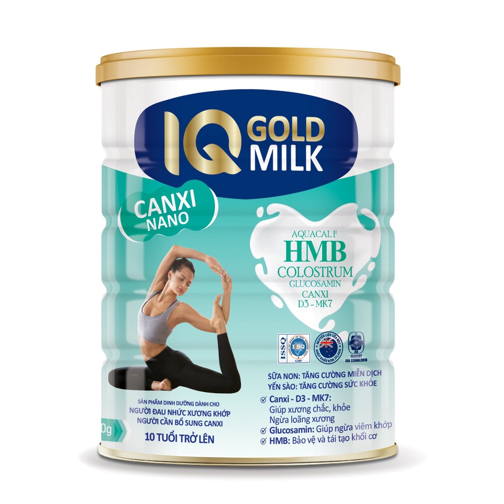Sữa IQ Gold Milk Canxi Nano hỗ trợ bổ sung canxi giúp xương chắc khỏe