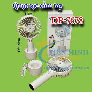 Quạt sạc cầm tay mini DP-7678, có đế và dây sạc, gió mạnh, vừa có thể cầm tay hoặc để bàn