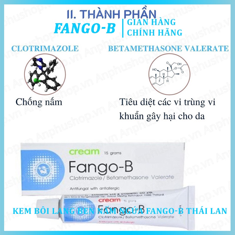 Kem Bôi Lang Ben Nấm ngứa Fango-B Thái Lan 15g - Hỗ Trợ Viêm Da Cơ Địa, Chàm, Tổ Đỉa,Ghẻ Nước,Hắc Lào Vảy Nến