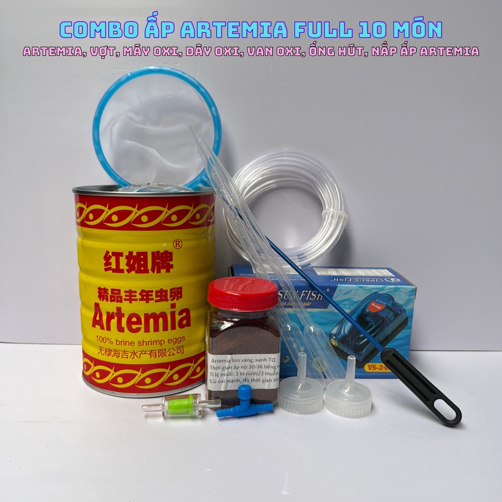 Combo ấp artemia tại nhà full phụ kiện (10 món )
