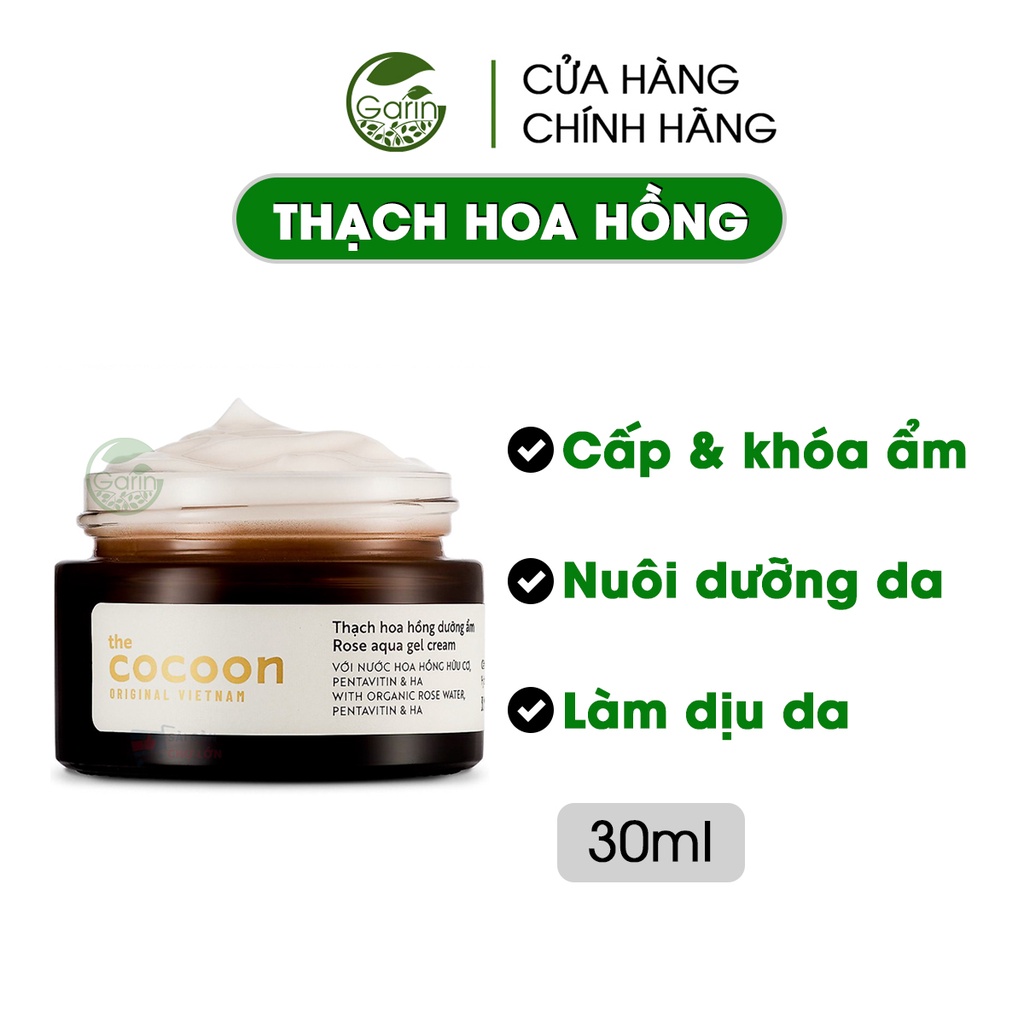 Thạch hoa hồng dưỡng ẩm Cocoon Garin 30ml cấp ẩm và nuôi dưỡng