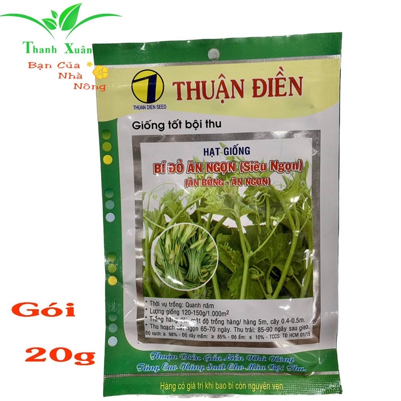 Hạt Giống Bí Đỏ Ăn Ngọn Siêu Đọt gói 20g