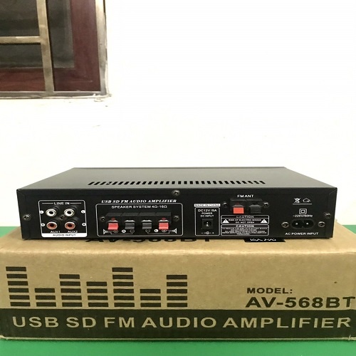 Amply mini karaoke bluetooth AV-568BT chạy điện 12v và 220v hàng chuẩn