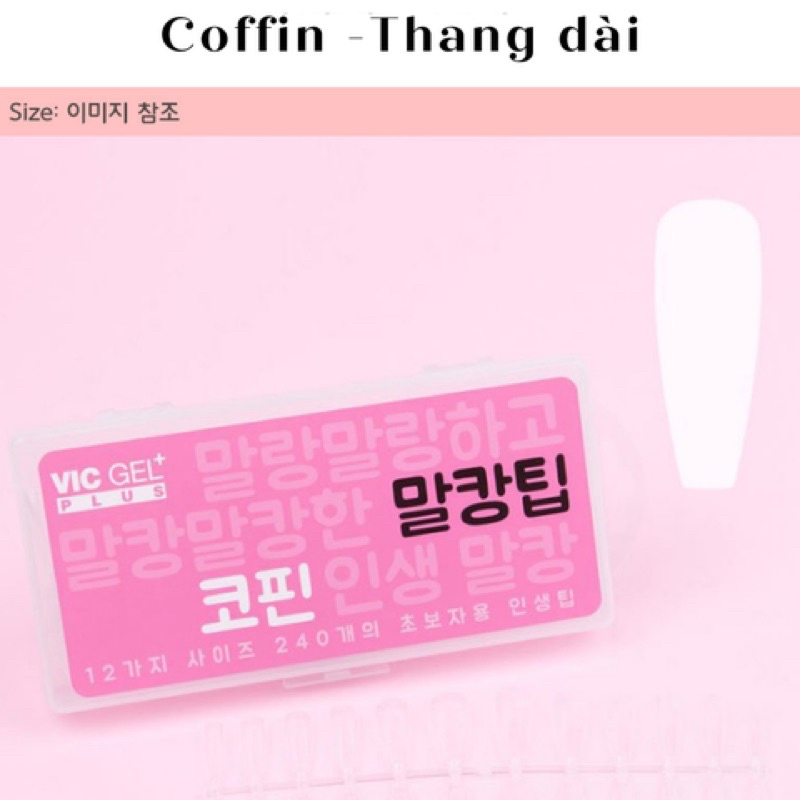 Móng up dẻo, mỏng, up được bằng base gel Hàn Quốc form coffine (12size 240 móng)