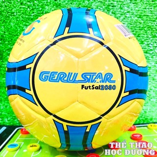Qủa bóng đá futsal geru 2030 vàng dán số 4, banh size 4 sân cỏ nhân tạo tặng kèm kim bơm lưới đựng bóng
