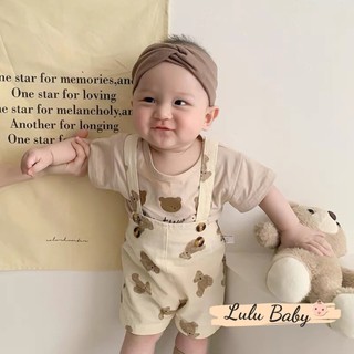 Quần sooc yếm đùi in gấu siêu đáng yêu cho bé 0-3 tuổi QA74 Lulu Baby