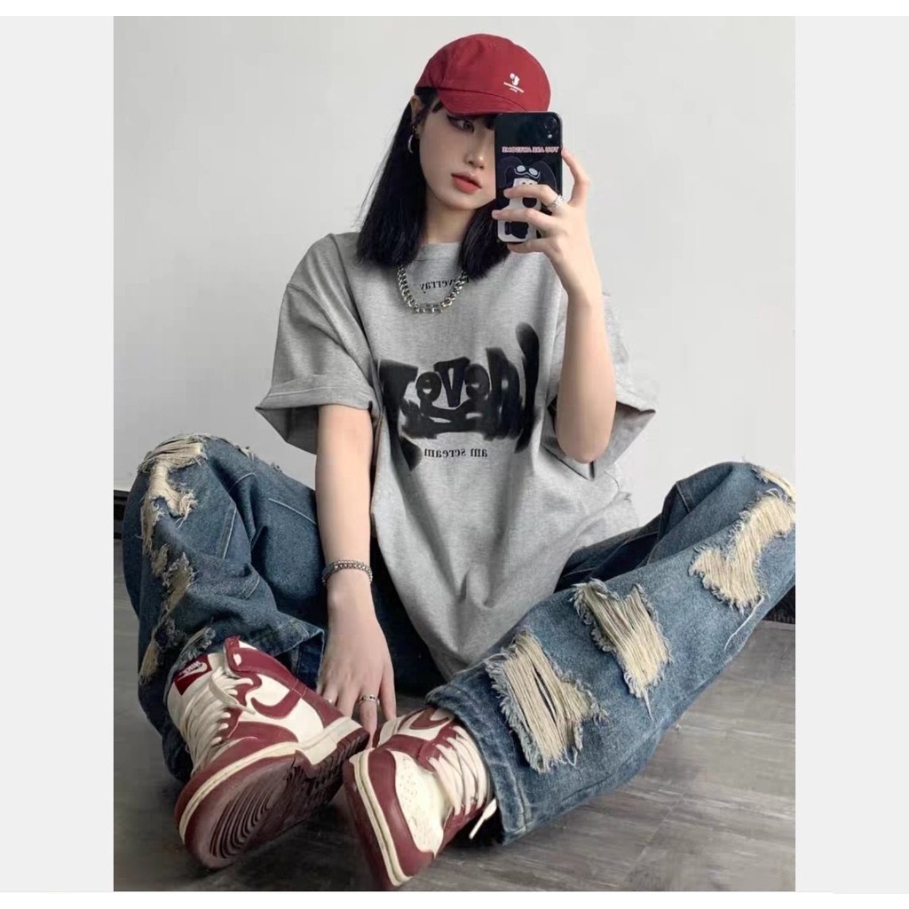 Áo thun, phông nam hàn quốc cao cấp dáng rộng tay lỡ t-shirt delivery màu xám