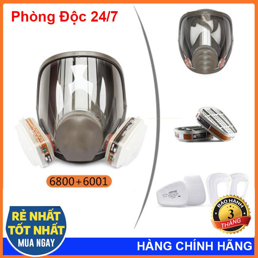 Bộ Mặt nạ phòng độc 3m6800 chống hóa chất,phun trừ sâu,khói bụi nhà máy đầy đủ phụ kiện
