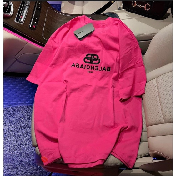 Áo thun nữ ,áo BALEN.CIAGA hồng sen phông cotton su chất trơn unisex form dáng thụng rộng tay lỡ chất màu đen trắng