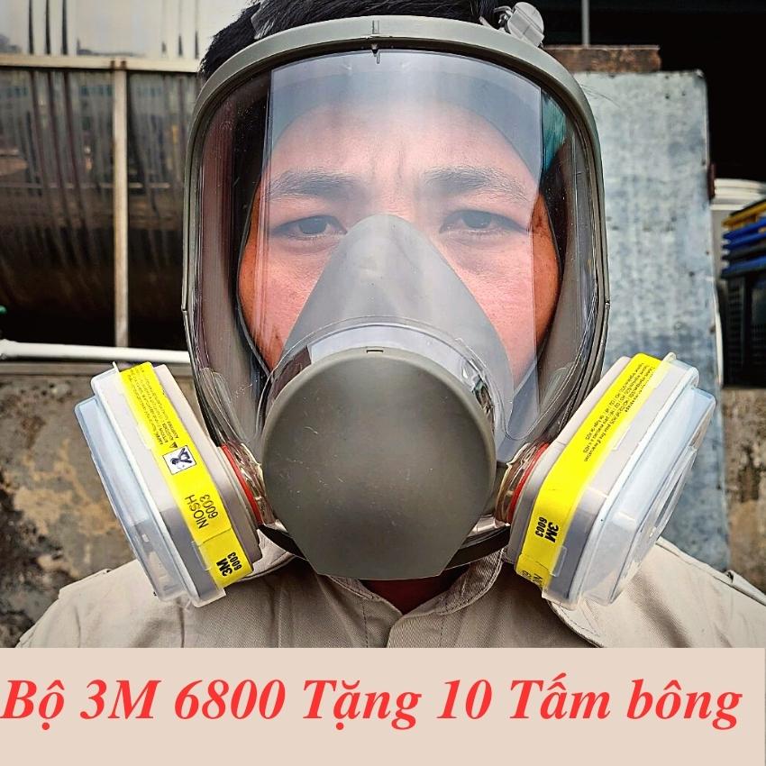 Bộ Mặt nạ phòng độc 3m6800 chống hóa chất,phun trừ sâu,khói bụi nhà máy đầy đủ phụ kiện
