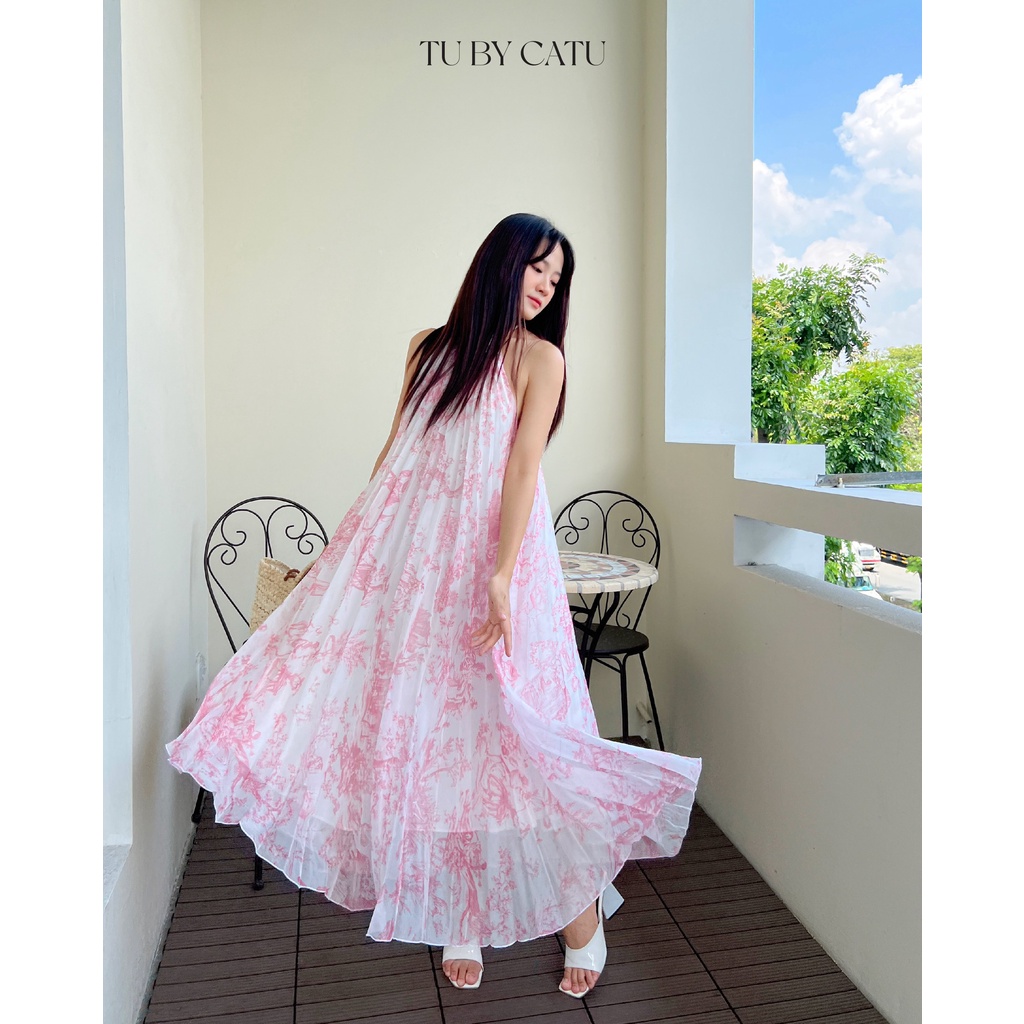 TUBYCATU | Đầm xếp ly floral pink dress (Limited)