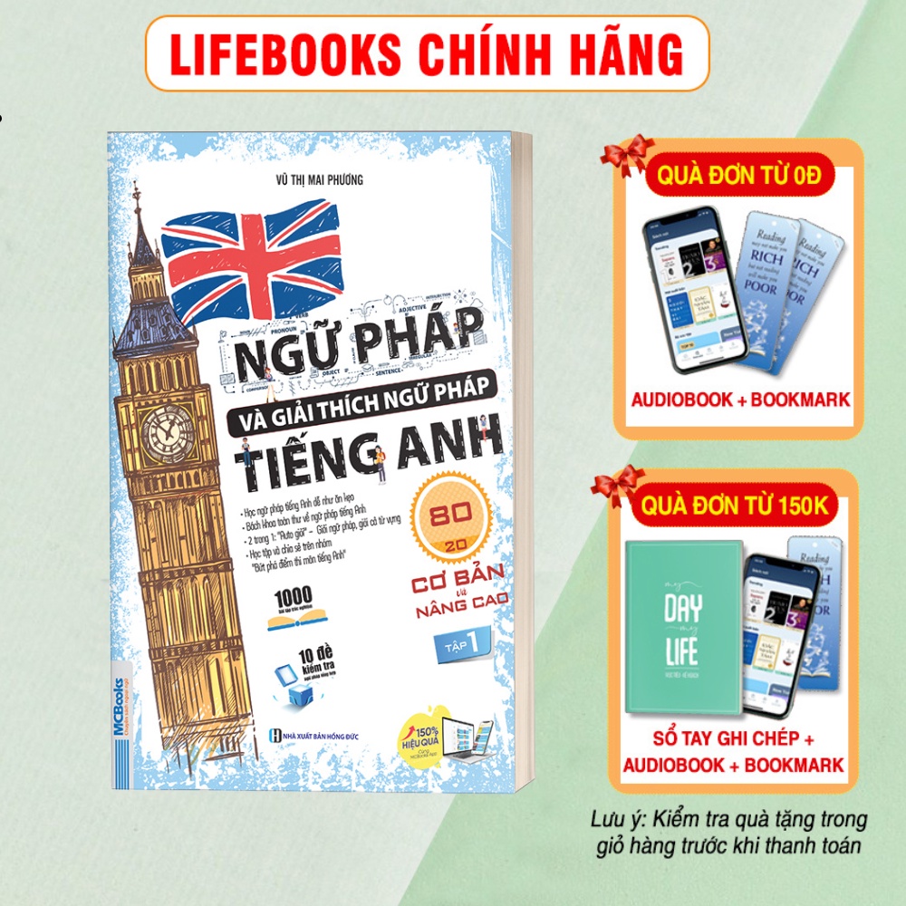Sách Ngữ pháp và giải thích ngữ pháp tiếng Anh cơ bản và nâng cao 80/20 - tập 1