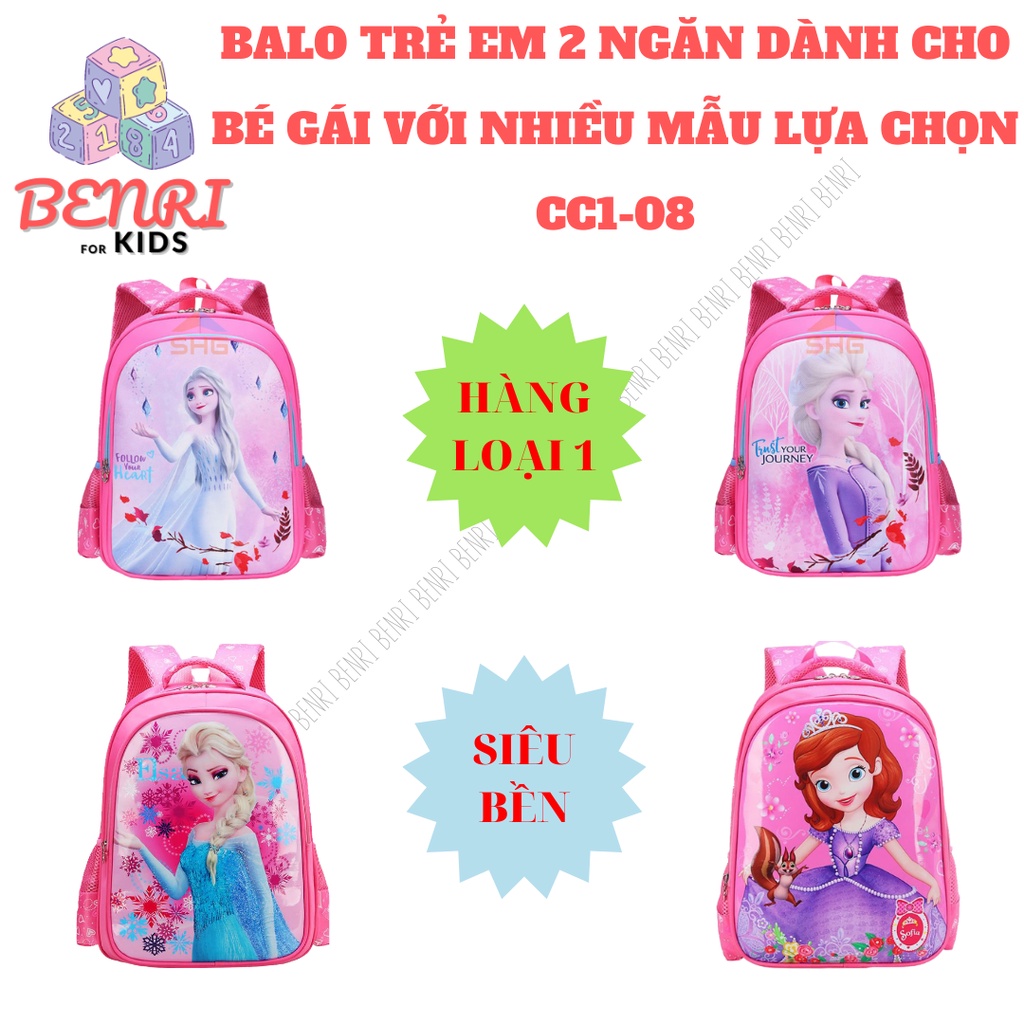 CẶP BALO TRẺ EM BENRI 2 NGĂN VỚI NHIỀU MẪU LỰA CHỌN SIÊU ĐÁNG YÊU CHỐNG GÙ CHỐNG NƯỚC DÀNH CHO BÉ GÁI CẤP 1 mã CC1-08