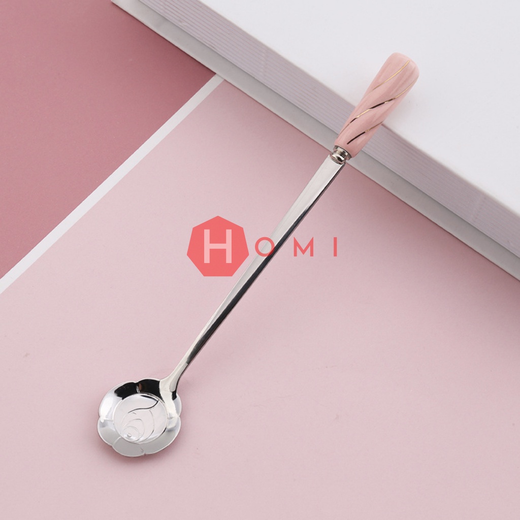 Thìa inox , muỗng cà phê inox, thìa dài uống trà thép không gỉ hai màu vàng bạc sang trọng - Danami store