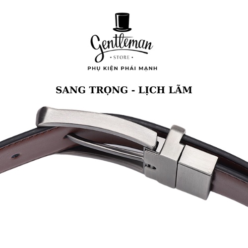 Thắt Lưng Nam Mặt Xoay Chiều Nâu Đen Dây Da Thật Phong Cách Sang Trọng