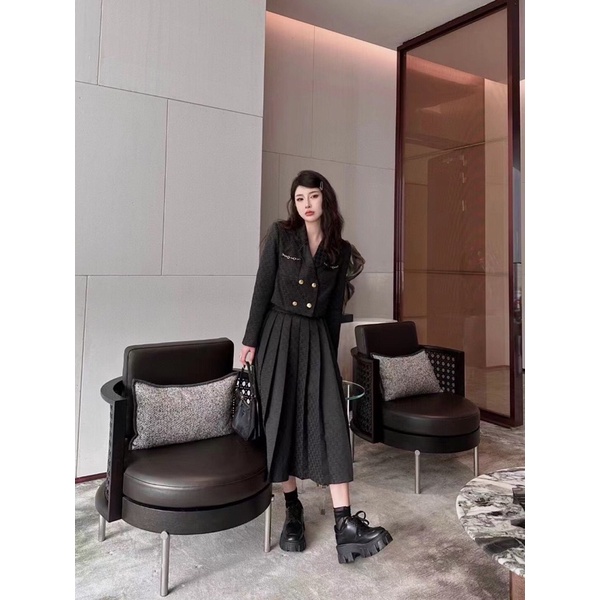 Áo khoác vest nữ dáng ngắn phong cách retro cao cấp GC Gucci 2023