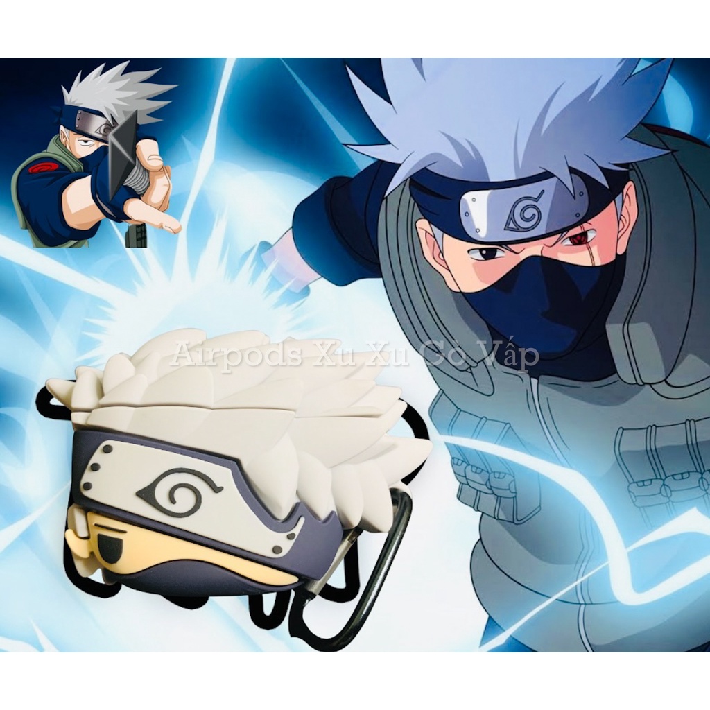 Ốp tai nghe Airpods Pro/Pro 2 kakashi naruto silicon in 3D sắc nét.