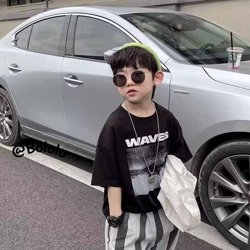 Bololo Áo Thun Cổ Tròn Thiết Kế Đơn Giản Dễ Phối Đồ Hợp Thời Trang Cho Bé