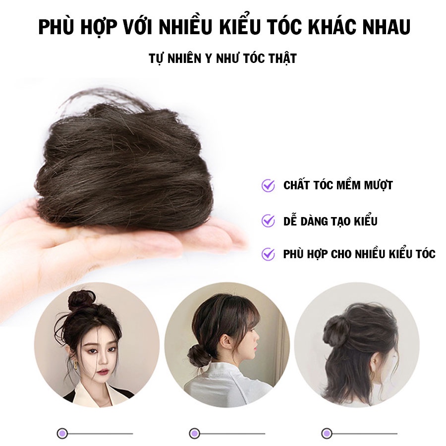 Búi rối, búi tóc thật, búi tóc rối mini phong cách Hàn Quốc