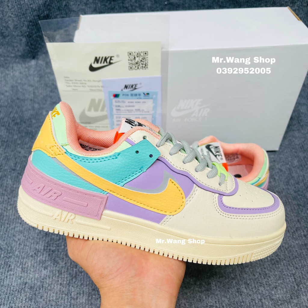 Giày_Nike Air Force 1 Shadow Pale Ivory , Giày AF1 7 màu nam nữ, bản Cao Cấp fulll box bill tất lọ tẩy trắng
