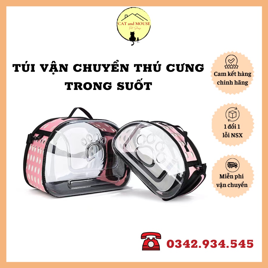 Túi vận chuyển thú cưng trong suốt cao cấp, túi xách chó mèo, túi đựng pet mang đi xa tiện lợi