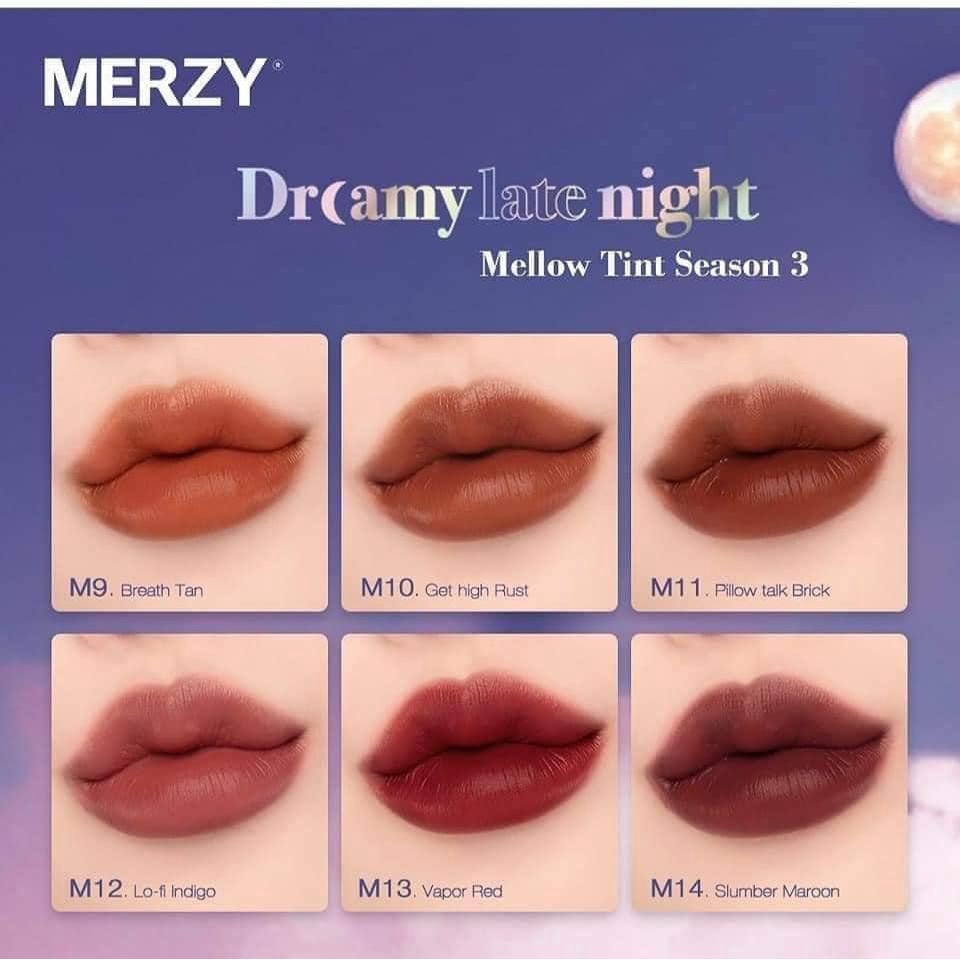 SON KEM LÌ MERZY MELLOW TINT DREAMY LATE NIGHT - Merzy Noir Mellow Tint Đen Huyền Bí  [M2-M17]