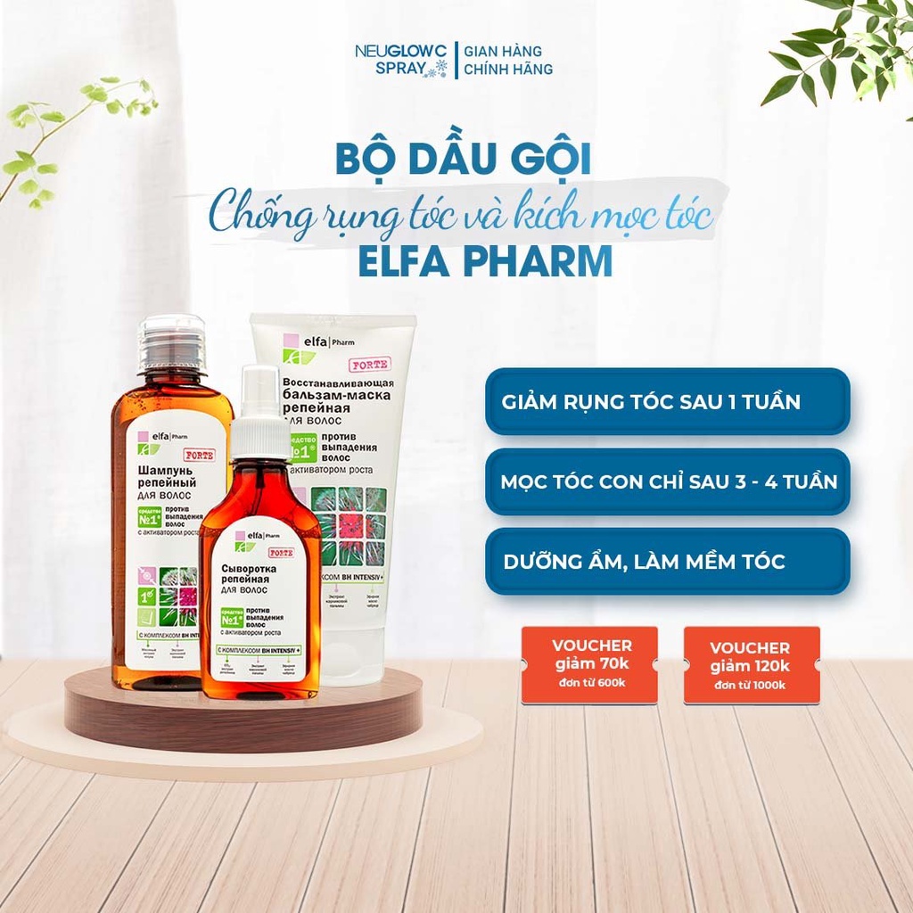 Bộ sản phẩm chăm sóc tóc Elfa Pharm tinh chất ngưu bàng giảm gãy rụng, phục hồi và kích thích mọc tóc