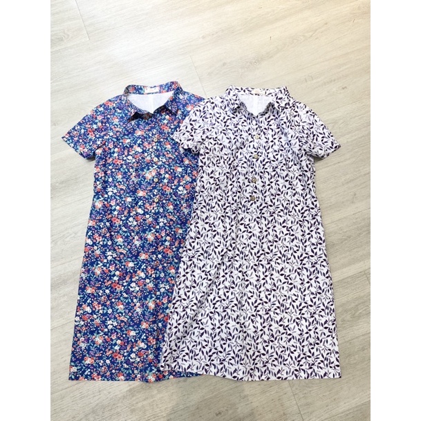 Váy Hè Suông A Sơmi Lá In Hoa Chất Thô Mát 38-74kg