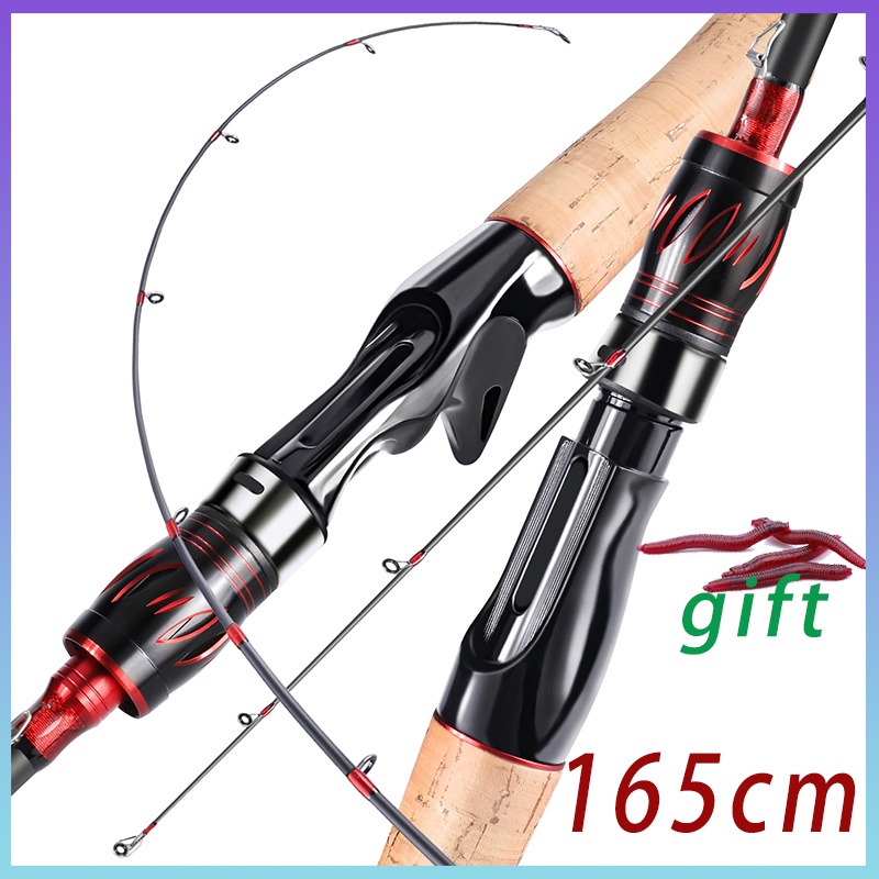 🔥Cần Câu Cá Sợi Carbon 2 Đoạn 1.65M，Tay Cầm Bằng Gỗ,Cực câu cá carbon siêu nhẹ Cần câu quay Đúc cần câu，Thiết Bị Câu Cá