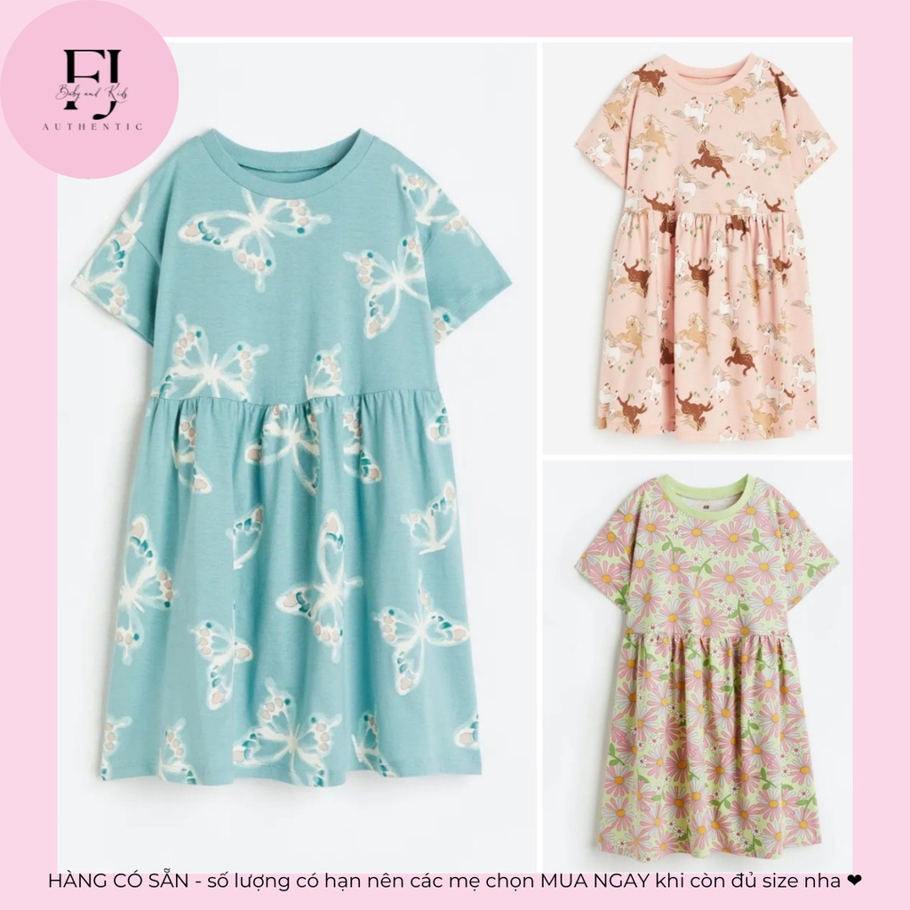 Váy thun bé gái chính hãng HM, váy xòe cho bé 2-8 tuổi Auth