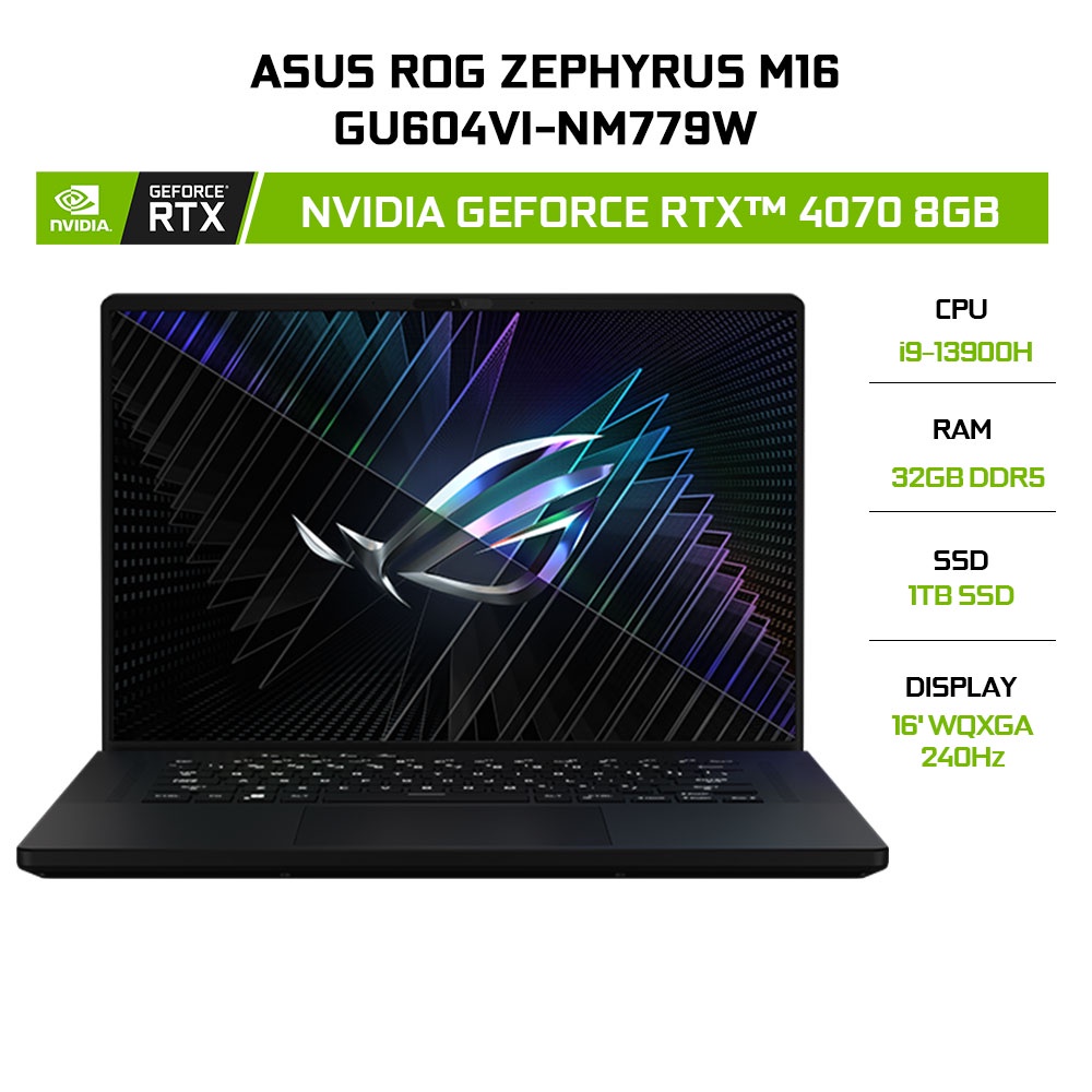 Laptop ASUS ROG Zephyrus M16 GU604V-NM779W i9-13900H 32G 1TB RTX 4070 8G 16'