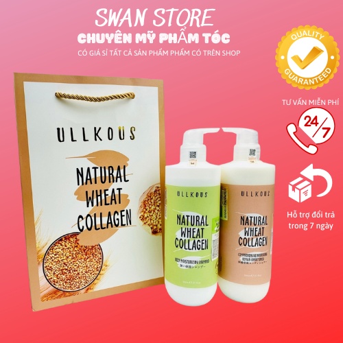 Cặp dầu gội dầu xả COLLAGEN ULLKOUS 800ML - Bổ xung COLLAGEN từ lúa mạch giảm gãy rụng tóc GX07 SWAN STORE