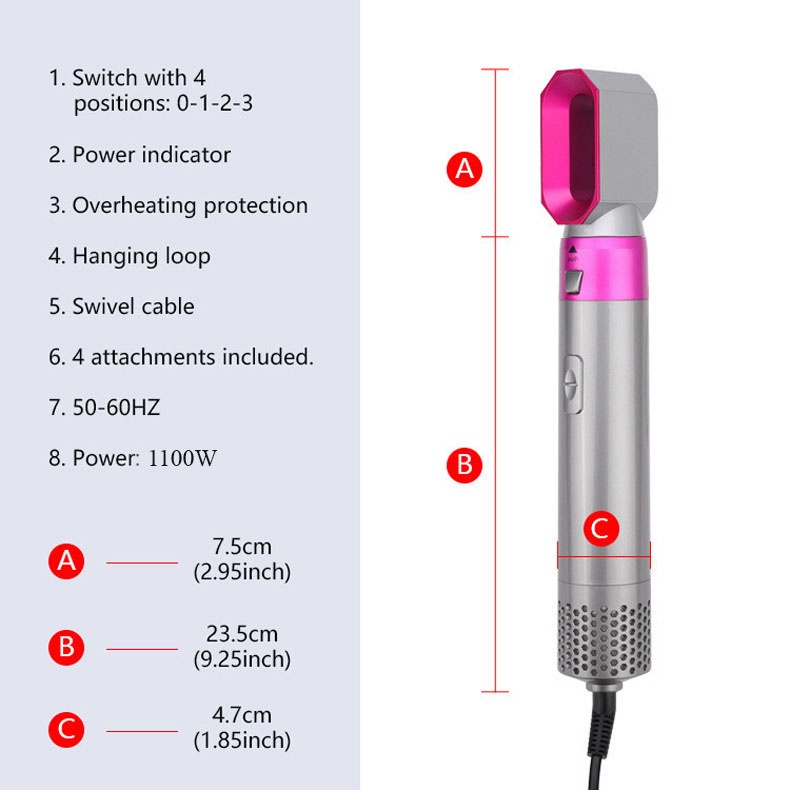 Máy sấy tóc 5 in 1 Máy uốn tóc tạo kiểu đa năng sử dụng công nghệ iOn mới nhất nhập khẩu chính hãng