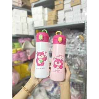 ( sẵn) Bình Giữ Nhiệt Gấu Dâu - 450ml lắp gấp