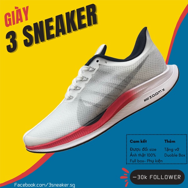 Giày Thể Thao Giày Zoom Trắng Vệt Đỏ Bản Đẹp , Fullbox, Full Phụ Kiện