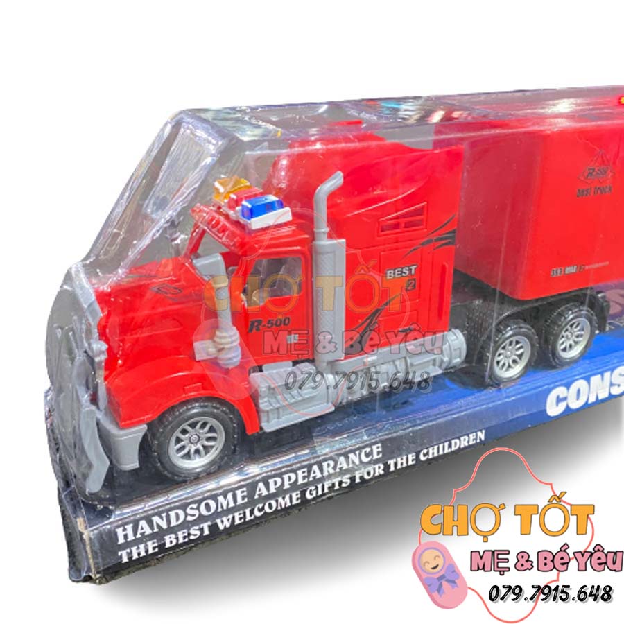 Đồ Chơi Xe Container Dài, Xe Đầu Kéo Mở Cửa Bánh Trớn Loại To 58cm Cao Cấp Quà Tặng Bé