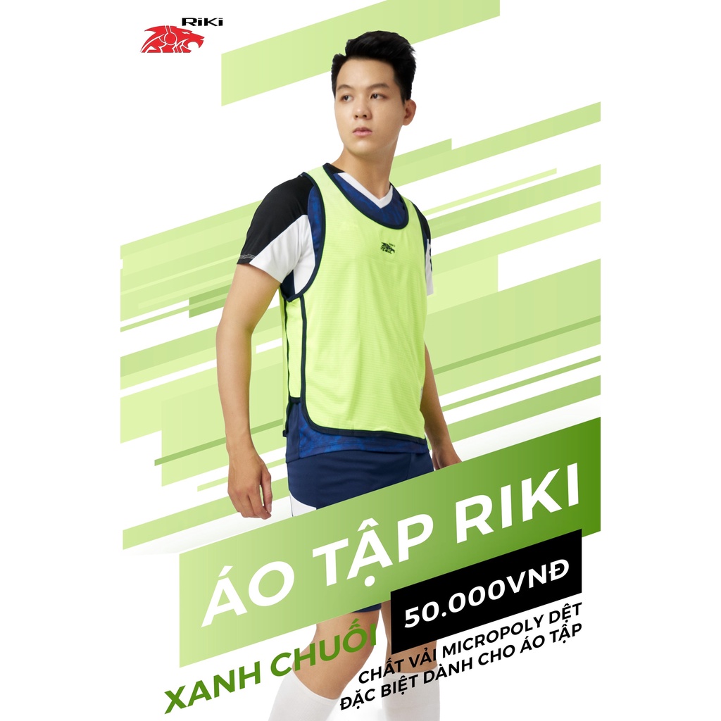 Áo tập bóng đá Riki Sport, áo bib bóng đá kiểu dáng 2 hai tà chất vải mè cao cấp